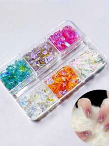 100PCS Mixed Shape Aurora Glass Crystal Nail Art Rhinestone Nail Gem Rainbow Flat Back Rhinestone Used For 3D DIY Nail Art Crafts Jewelry Decoration