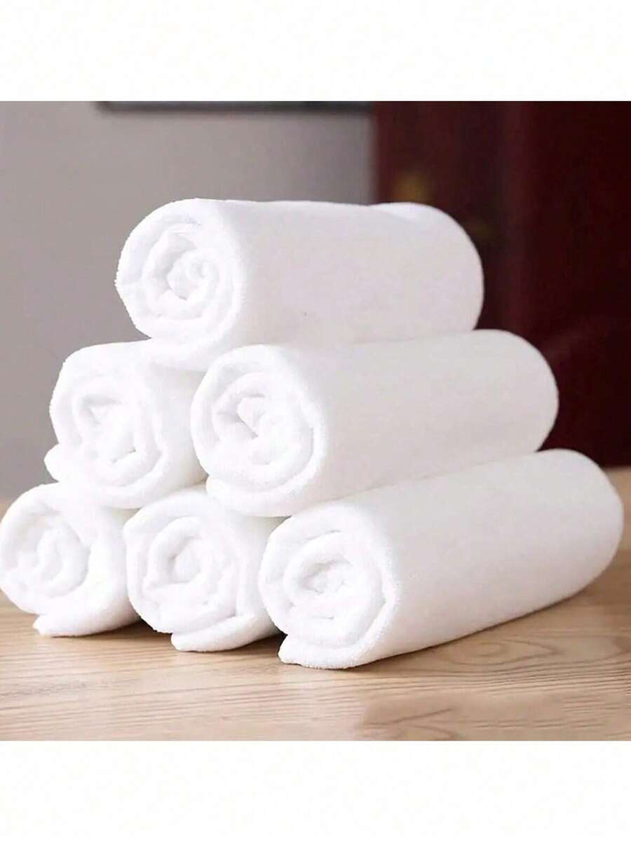 Toalha de rosto branca simples com 5 peças, toalha de banho sem fiapos para hotel, toalha de rosto macia e absorvente, artigos de banheiro (9,8 x 9,8 pol., 9,8 x 19,6 pol., 11,8 x 27,5 pol.), decoração de banheiro, toalhas de banho de verão para salão de beleza, esportes de hotel, itens essenciais para casa, toalha, cuidados com a pele - Multicolorido - Ver 1
