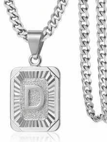 1 款定制字母方形吊坠项链，简约时尚的珠宝设计，专为男士打造的个性化项链。非常适合送给男朋友或父亲，适合节日、聚会和周年纪念等场合。采用镀金铜材质打造，散发奢华质感。 - 彩色 - 查看 20