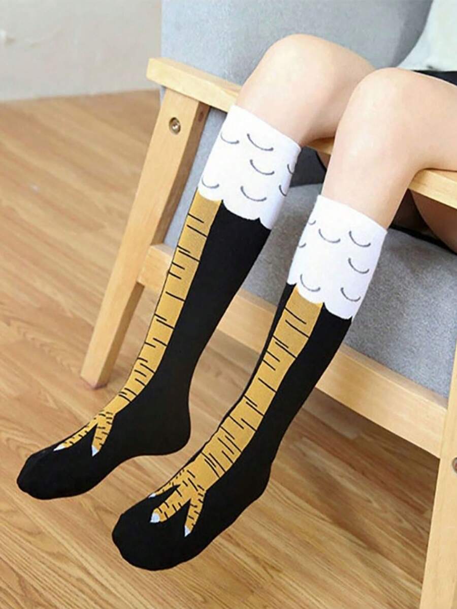 1 Pair Funny Chicken Feet Design Socks, Entertaining Party Decoration Socks, Suitable For Dates, Gatherings, Humorous Party Occasions, Students, JK Uniform Long Socks, Leg Shaping Socks, Halloween, Christmas Party Socks