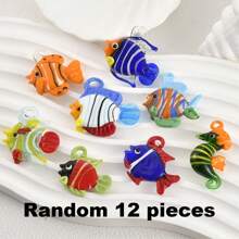 1/3/6/12/24/48 piezas Peces tropicales de dibujos animados, artesanía de vidrio fundido, colgante DIY para collar, ropa, decoración colgante, accesorios, decoración del hogar y festividades