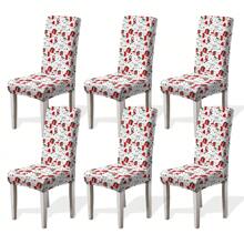 1/4/6/100 piezas Fundas de silla con estampado navideño, fundas elásticas a prueba de polvo con decoración navideña de dibujos animados para sillas del comedor, decoración navideña, fiesta festiva