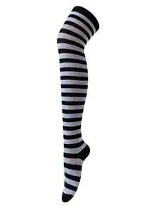 1 Pair Thigh High Socks, Anime Cosplay Role Play Style Striped & Solid Colors, Fall Socks - Multicolor - View 20