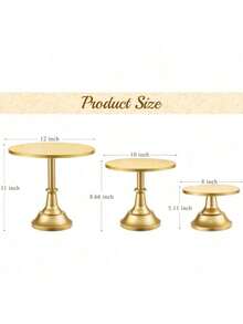 3 Pcs Cake Stand, Gold Cake Stand Set Disc Diameter 8" 10" 12", Perfect Dessert Table Display Set, Cupcake&Cake Stands For Party, Wedding, Birthday, Shower, Anniversary (Metal) - Vàng - Xem 2