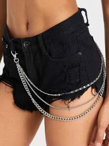 1 Stück Mehrschichtige Hip-Hop Punk Kette, dekorative Hänge Kette, Y2K Punk mehrschichtige Hosen Kette für Jeans Hosen