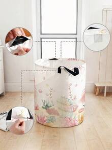 1 giỏ đựng đồ tròn in hình nhân vật hoạt hình có thể gấp lại dung tích lớn có tay cầm, thùng đựng đồ đa năng cho trẻ sơ sinh đựng tã, quần áo, đồ chơi hoặc các vật dụng khác - Nhiều màu - Xem 6