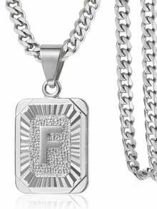 1 款定制字母方形吊坠项链，简约时尚的珠宝设计，专为男士打造的个性化项链。非常适合送给男朋友或父亲，适合节日、聚会和周年纪念等场合。采用镀金铜材质打造，散发奢华质感。 - 彩色 - 查看 40