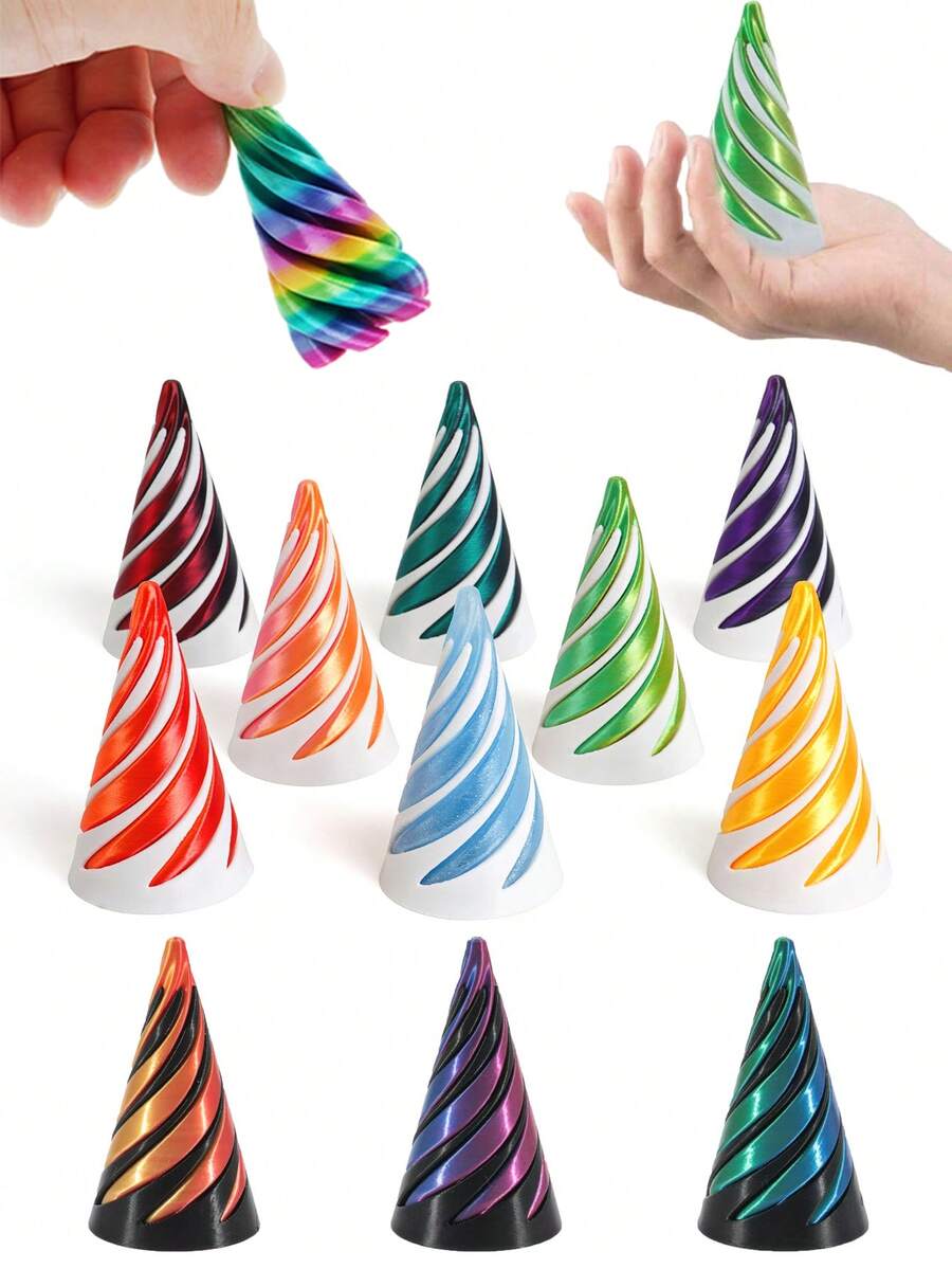 可逆螺旋锥3D打印缓解焦虑的烦躁玩具，螺旋结构手指旋转器桌面装饰，圣诞节礼物，生日派对，青少年小玩意，陀螺仪，烦躁玩具，烦躁，教室，感官玩具，3D打印动物，烦躁环，