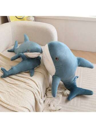 1pc Realistic Shark Plush Stuffed Doll, Soft Plush Filled Plushie, Tiger Shark Doll, Great White Shark Pillow Bolster, Leg Pillow, Children's Doll, Birthday/Christmas/Valentine's Day Gift