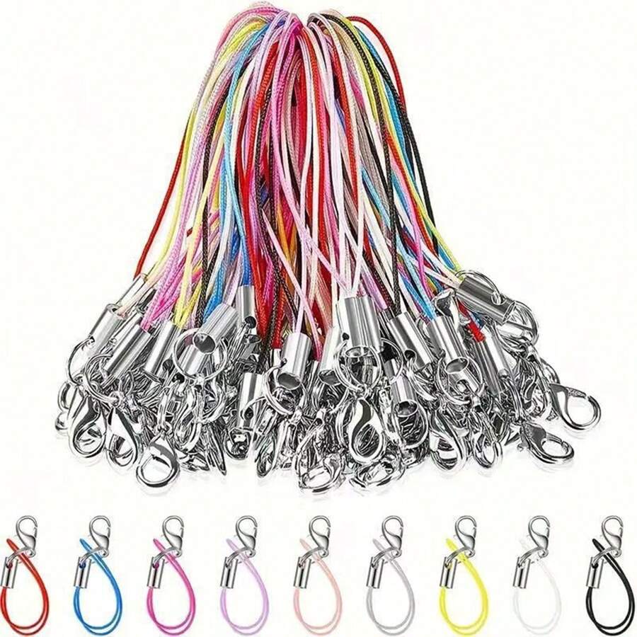 10/30/50/100pcs Mix Color Lobster Clasp Hoop Lanyard Keychain Nylon Rope Keyring Suitable For DIY Jewelry Making Accessories