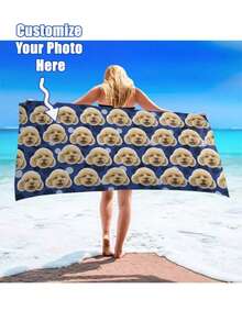 Custom Dog Face Beach Towel Personalized Bath Towel With Dog Photo Cute Dog Picture Blanket Pet Print Customized Quick Dry Pool Towel