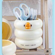 1pc Customizable Cute Duck Design Office/School Supplies Storage Box, Can Customize Text - "Back To School", "School Supplies", "Shop Back To School ", "Classroom"