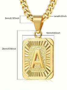 1 款定制字母方形吊坠项链，简约时尚的珠宝设计，专为男士打造的个性化项链。非常适合送给男朋友或父亲，适合节日、聚会和周年纪念等场合。采用镀金铜材质打造，散发奢华质感。 - 彩色 - 查看 3