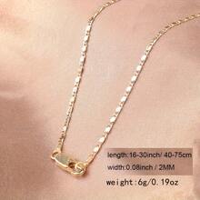 1 Piece 2mm Flat 18K Gold Plated Punk Necklace, Unisex DIY Link Chain Jewelry, Party Accessories, Avant-Garde Design, Simple Style High-Quality Plating, Unique Item, Unisex Fashion Accessories, Men's  Accessories - 24 inch 61cm - Xem 5