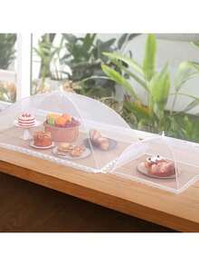 1 件大型弹出式白色网状食物遮盖帐篷 - 可折叠可洗，适合户外野餐、烧烤和派对，防虫，非常适合早餐摊，派对食物遮盖|透明网状设计|便携式食物遮蔽物，野餐用品 - 彩色 - 查看 3