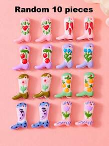 Juego de 1/5/10/20/30/50 piezas de dijes esmaltados pintados a mano de colores múltiples, lindos dijes que incluyen botas, cerezas, chiles, corazones, flores, luna, adecuados para la fabricación de joyas DIY, dijes, collares, aretes, llaveros, regalos para el Día de San Valentín, Día de la Madre