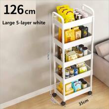 3/4/5-Layer Thickened Tube Large Multi-Color Rolling Storage Cart, Sturdy Load-Bearing Storage Box, Rolling Storage Cart, 360-Degree Rotation, Plastic, Strong Load-Bearing Capacity, Suitable For Holiday Decoration, Bedroom, Kitchen, Bathroom, Living Room And Outdoor Camping, Multi-Functional Practical Cart, Slim Design, Seasonal Decoration Storage | Multi-Layer Shelves | Easy-To-Move Wheels