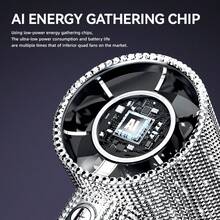 190档可调速手持式涡轮风扇，USB充电迷你风扇，配备1800mAh长效电池 - 銀色 - 查看 9