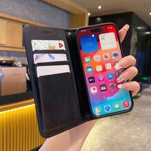 钱包翻盖手机壳 + 支架手机壳 + 高工艺 + 全套手机壳适用于三星 S24U/S25U/Redmi Note 13 Pro/14 Pro；仿皮手机壳适用于小米 Redmi Note 11/12/13/14 Pro 防水防震防摔防刮全套 - 黑色 - 查看 3