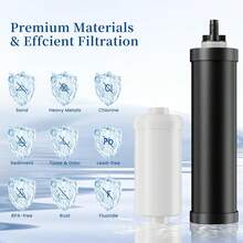 Gravity Water Filter System, 3.25G Berkey Stainless Steel Countertop System Water Purifier With Stand, Reduce 99% Chlorine For Home Camping Backpacking RVing, 3 Carbon And 3 Fluoride Filters - 黑色 - 查看 8
