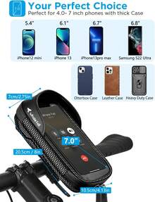 Whale Fall - Soporte para teléfono para bicicleta, impermeable, 2024, giratorio de 360 ° , soporte para teléfono para bicicleta, soporte para teléfono para bicicleta eléctrica, accesorios de bicicleta para teléfono celular con funda de menos de 7 pulgadas - Negro - - Ver 8