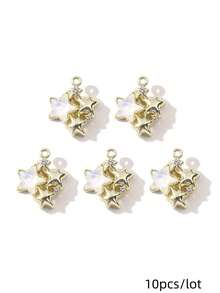 10/20pcs Random Assorted Golden Alloy Starfish, Jellyfish, Shell Charm Pendant, DIY Jewelry Making Supplies - Multicolor - View 14