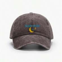 Vintage Washed Cap With "SLEEP MODE" And Moon Design | Chill Streetwear Hat For Lazy Days & Sunny Afternoons