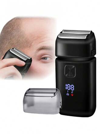[Afeitadoras eléctricas] Afeitadoras eléctricas 2 en 1 para hombres | Afeitado en seco y húmedo, cuchillas de lámina, recortador retráctil, recortadora de barba inalámbrica recargable, con doble cuchilla flotante y 2 velocidades ajustables y pantalla LED - Regalos para hombres, esposo, papá