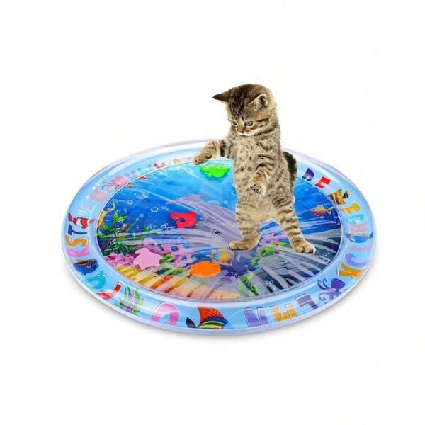 Thickened Water Sensor Play Mat For Pets, New Sensory Water Play Mat For Cats, Cooling Mat For Cats, Water Sensor Mat For Cats Dogs Cool Comfort Inflatable Tummy Time Water Mat