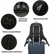 Ryanair Cabin Backpack 40x20x25cm (20L) | Waterproof Travel Backpack | Durable Carry-On | Hiking Backpack | School | Work - Green/Pink/Black/Navy/Grey/Beige - 黑色 - 查看 5