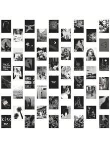 50/150pcs Black & White Artistic Atmosphere Photo Stickers, Personalized Artistic Style, Waterproof PVC Material, Suitable For Helmet Decoration, Car Decor, Party Decor, Labels, Self-Adhesive Stickers, Scrapbooks, Laptops, Luggage, Guitars, Water Bottles, Phone Cases, Urban Youth Fashion Decor
