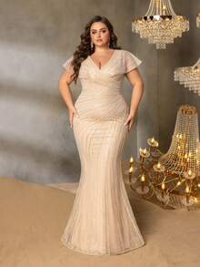 Faeriesty Đầm dạ hội đuôi cá sang trọng đính cườm và sequin lấp lánh - Hoàn hảo cho các buổi dạ tiệc, tiệc cưới, dạ hội và các sự kiện thảm đỏ. Thanh lịch - Rượu sâm banh - Xem 5