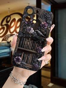 New Fashion TPU Phone Case - Hot Selling Gothic Bookcase Pattern Design Theme Luxury Shockproof Aesthetics Cute Phone Case, Lens Highlighting Protection, Compatible With For IPhone 16/16Plus/16Pro/16ProMax, 15, 14, 13, 12, 11 Series, Compatible With For Galaxy S/A Series, Easter Gift, Christmas Halloween Decoration/Birthday Gift, Girlfriend, Boyfriend, Friend Or Yourself. - 黑色 - 查看 4