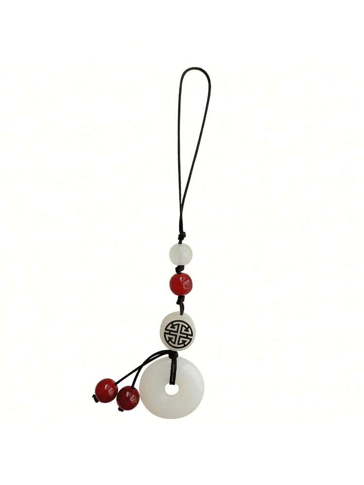 1pc New Chinese Style Vintage Auspicious Knot Bodhi & Glass Bead Cellphone Charm Key Chain - Multicolor - View 4