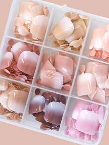 216 chiếc móng chân giả đầu nhọn kiểu Pháp dành cho nữ, móng chân vuông ngắn, móng chân giả có thể tái sử dụng, móng chân giả dán toàn bộ, thiết kế nghệ thuật làm móng, dụng cụ làm móng - Nhiều màu - Xem 3