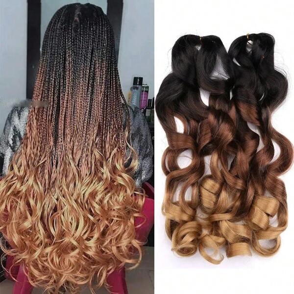 Extensions de cheveux tressés à boucles spiralées lâches en fibres synthétiques, boucles françaises préallongées, tresses ombrées pour femmes