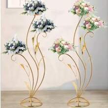 5 pièces Centres de table dorés Décorations 31,5 pouces de haut Vases à fleurs en métal Élégant Présentoir pour arrangement bougie pour mariages, anniversaires, événements de fête et décoration de la maison