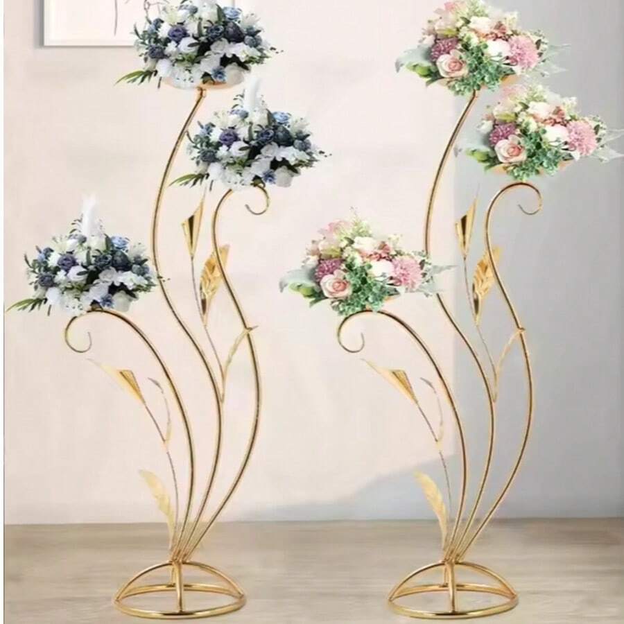 5 pièces Centres de table dorés Décorations 31,5 pouces de haut Vases à fleurs en métal Élégant Présentoir pour arrangement bougie pour mariages, anniversaires, événements de fête et décoration de la maison