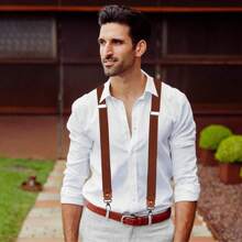 Men Braces For Trousers With 4 Strong Metal Clips, Y-Back 2cm Wide Heavy Duty Adjustable Elastic Suspenders For Men & Women