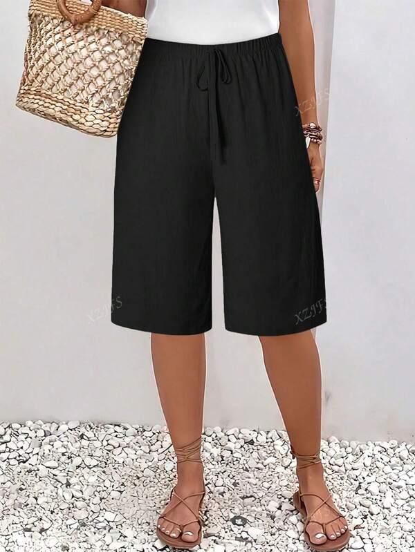 Short décontracté femme de couleur unie et ample