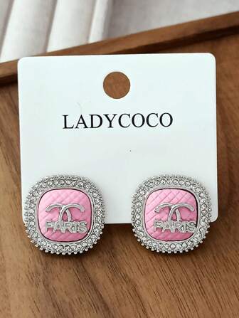 LADYCOCO 2 件时尚水晶字母耳环，适合女士，奢华优雅个性化耳环，2025 年新款