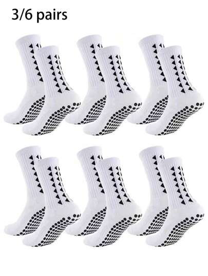 3/6 Pairs Unisex Dot Grip Anti-Slip Soccer Socks, Breathable Wear-Resistant Sports Socks For Running, Yoga, Workout, Fall Socks