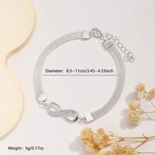 2pcs Infinity Symbol & Figure 8 Crystal Bracelet & Anklet Set, Fashion Jewelry Set For Women, Suitable For Party, Beach, Date, Holiday Gift