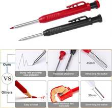 4 Pack Carpenter Pencils Mechanical Pencils With 48 Refills, Construction Pencils With Built-In Sharpener, Long Nib Deep Hole Pencil Marker, Heavy Duty Woodworking Pencils For Architect (2 Colors) - Red - View 6