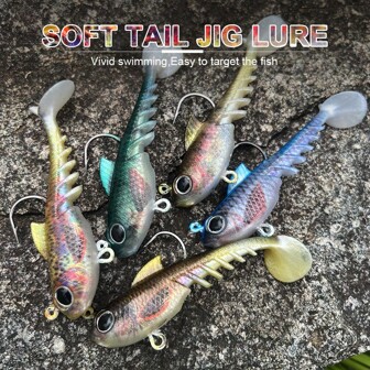 PROBEROS 5pcs Of Soft Fishing Lure , 6.5G/0.23Oz-13.5G/0.47Oz Weight Soft Fishing Lure , Vibrant Rainbow Finish, Perfect For Freshwater And Saltwater Fishing,Lifelike Design For Anglers And Hunters,
