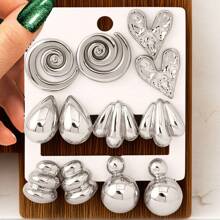 6 Pairs European And American Style Gold Color Earrings Set, Gift For Ladies And Girls For Daily Wear And Gatherings