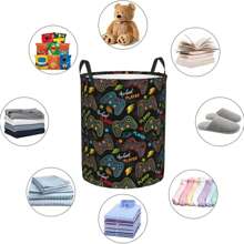 1PC Gamer Room Decor Game Controller Gaming Art Foldable Storage Basket Game Laundry Basket Waterproof Laundry Hamper Dirty Clothes Organizer Bag Gift Bin For Living Room Room Bedroom Bathroom