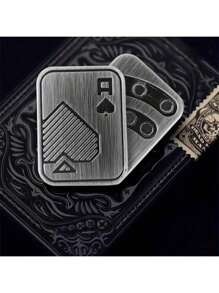 Juguetes antiestrés de metal - Juguetes antiestrés de metal de empuje de tarjeta de póquer, juguete EDC para hombres, moneda háptica, regalos de juguete de escritorio de oficina para novio y padre