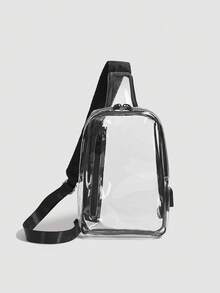 1pc PVC Transparent Shoulder Bag, Suitable For Daily Wear - Clear - View 2