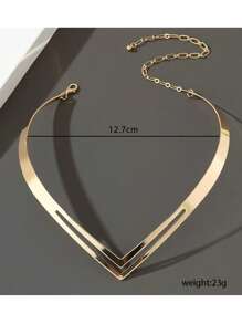 1 pièce Collier ras-du-cou minimaliste à la mode en métal creux à deux couches en forme de V, convient pour un usage quotidien, les fêtes et diverses occasions